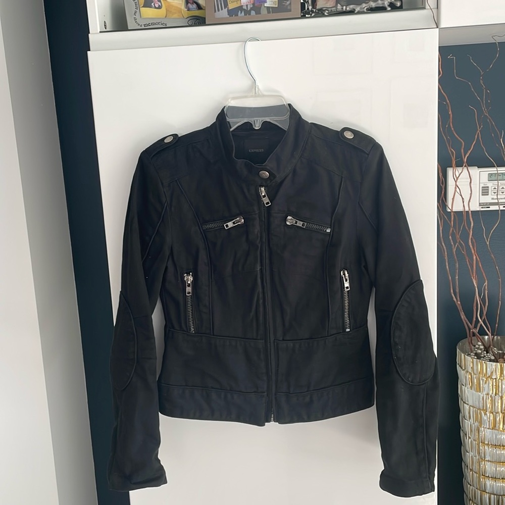 Express Zipper Black Jacket Size XS